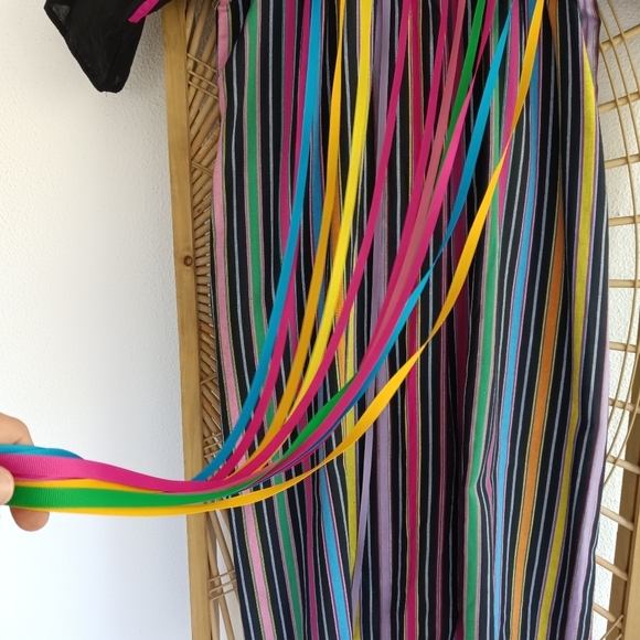 Vintage 1970's Krist Gudnasun Kaftan Mumu Housedress Retro Tropical Ribbon Dress - Picture 4 of 11